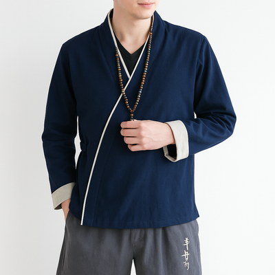 Jikura Kimono - Kyoto Apparel - Blue, Gray, kimono, Outerwear
