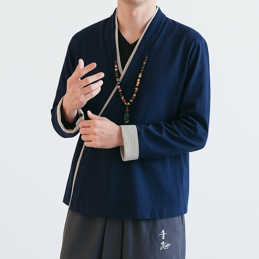 Jikura Kimono - Kyoto Apparel - Blue, Gray, kimono, Outerwear