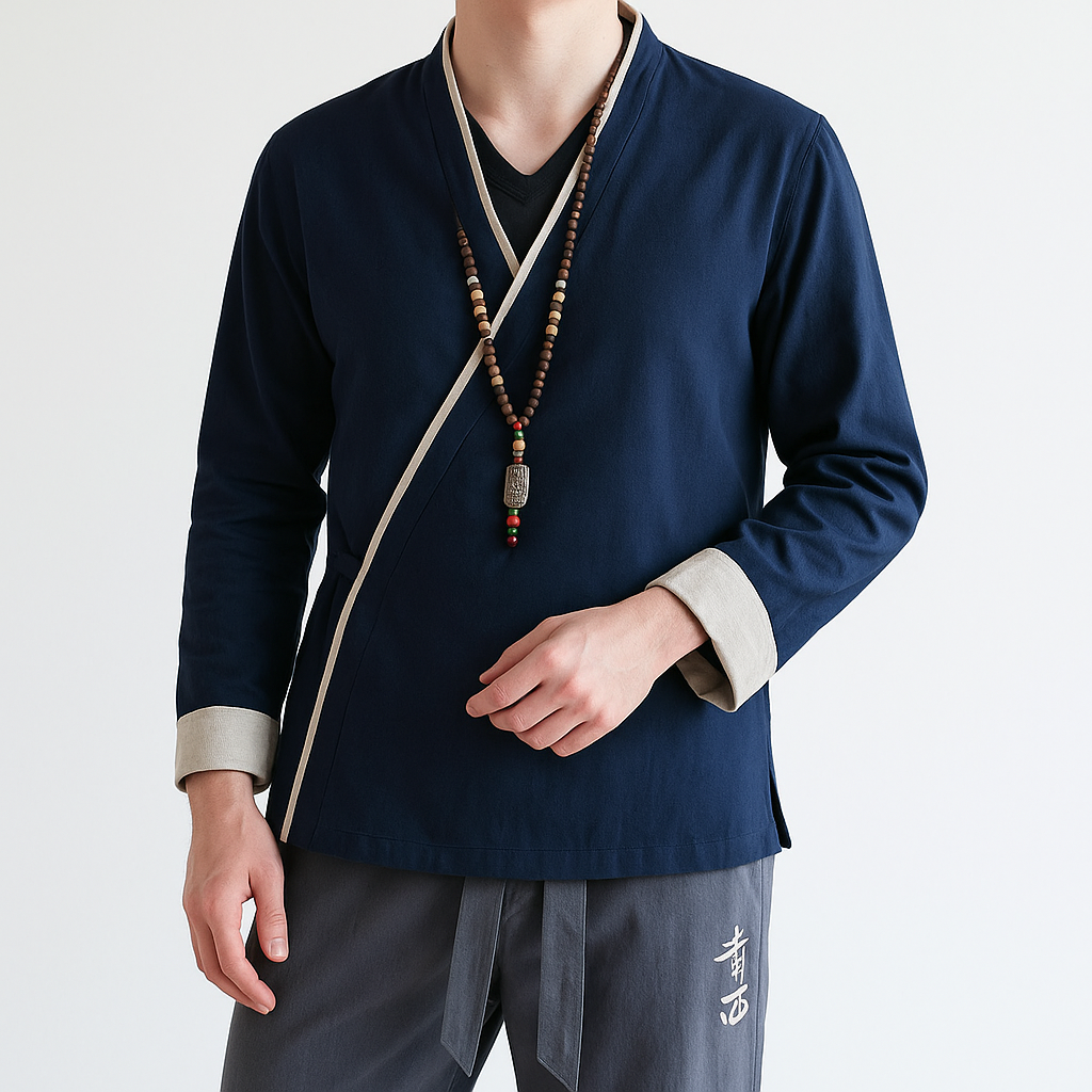 Jikura Kimono - Kyoto Apparel - Blue, Gray, kimono, Outerwear