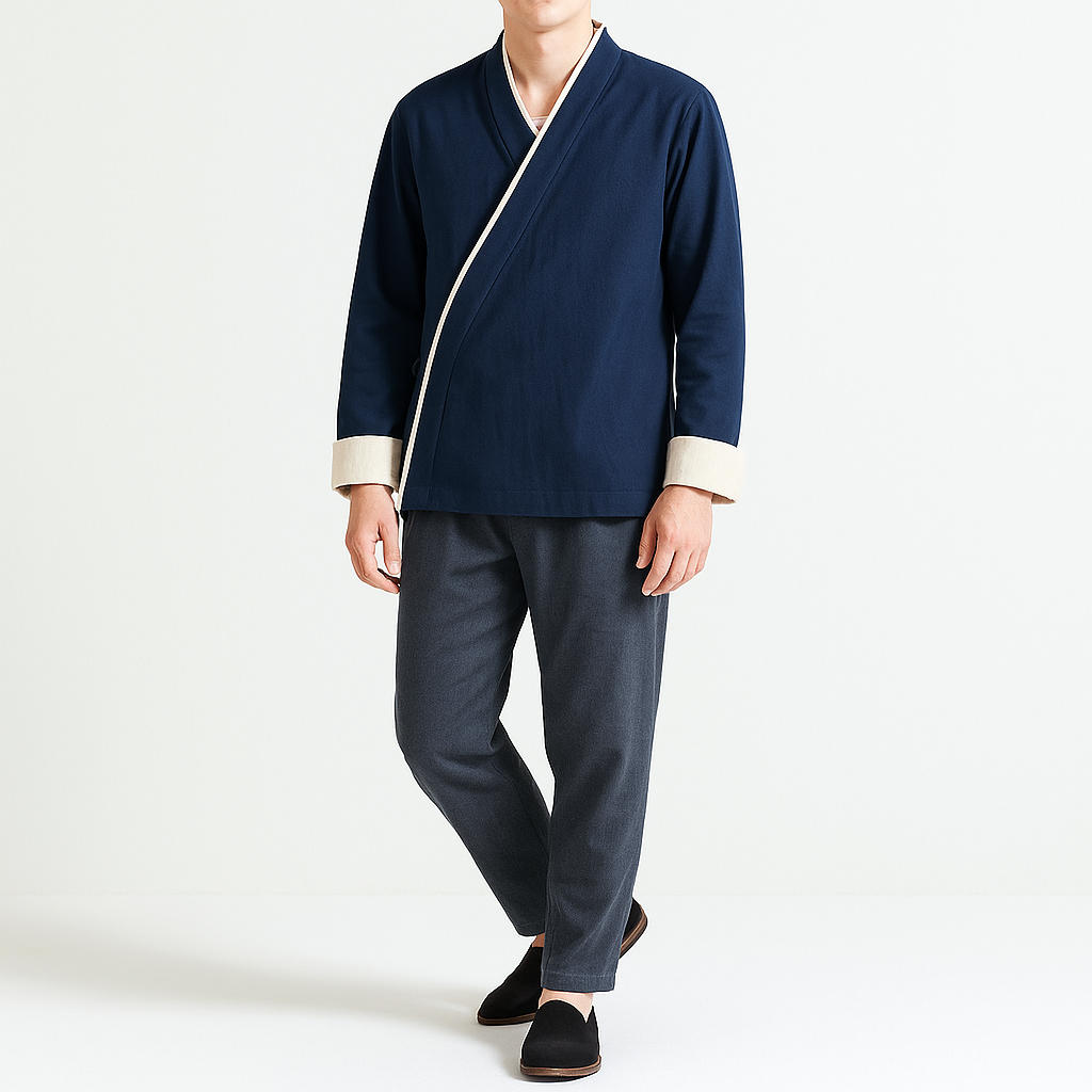 Jikura Kimono - Kyoto Apparel - Blue, Gray, kimono, Outerwear