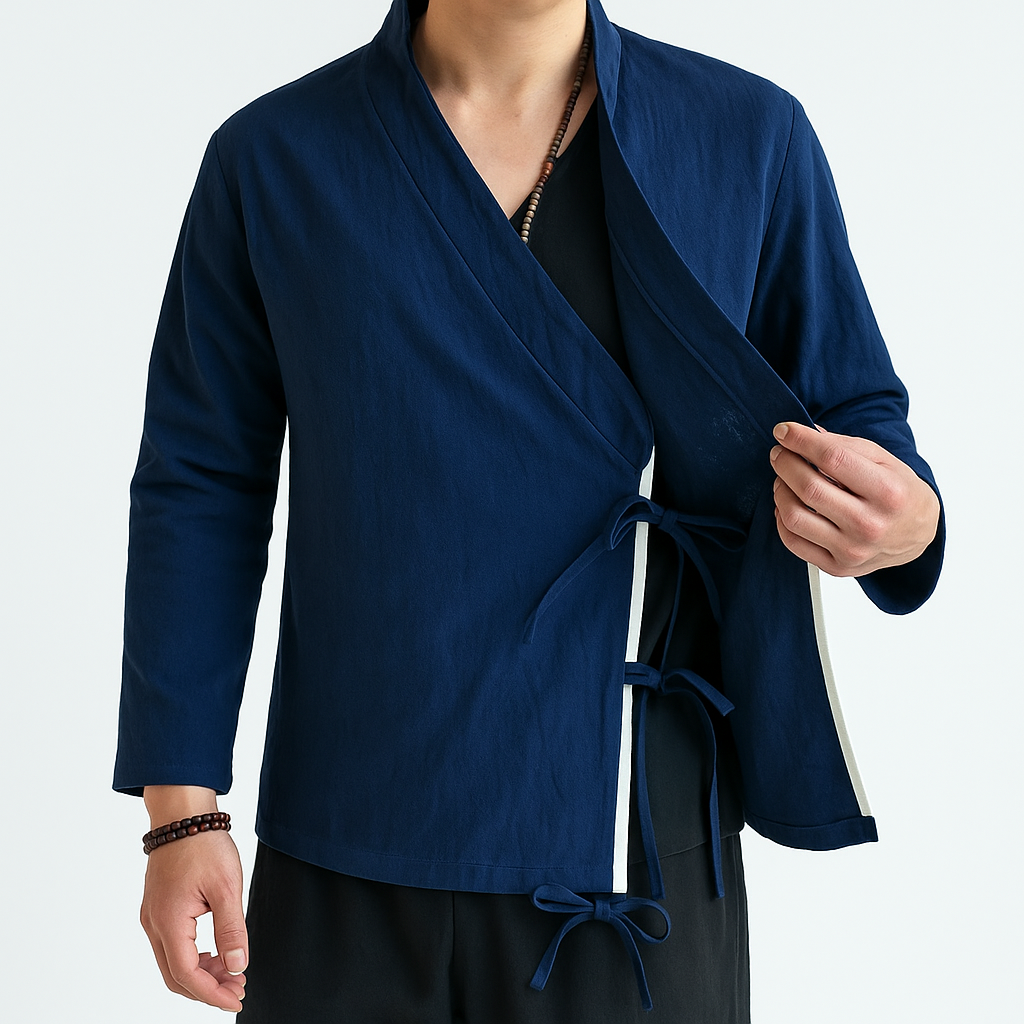 Jikura Kimono - Kyoto Apparel - Blue, Gray, kimono, Outerwear