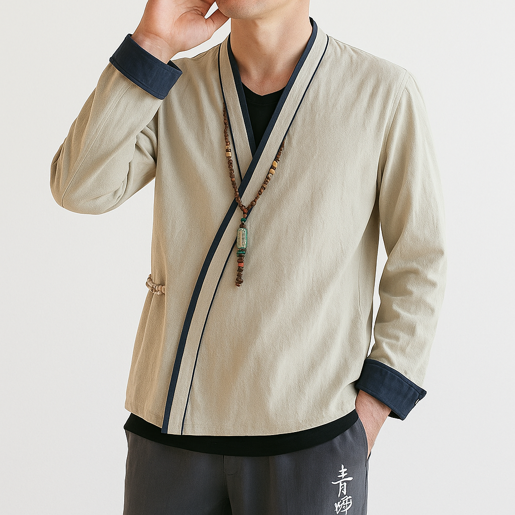 Jikura Kimono - Kyoto Apparel - Blue, Gray, kimono, Outerwear