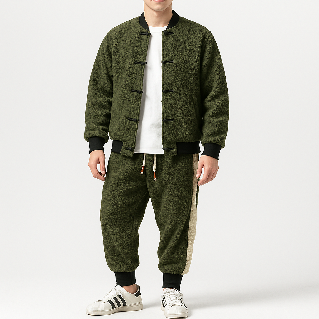 Kedarake Jacket & Pants Set - Kyoto Apparel - Black, Brown, coat, drawstrings, Green, jacket, Outerwear, pants, Thick fabric