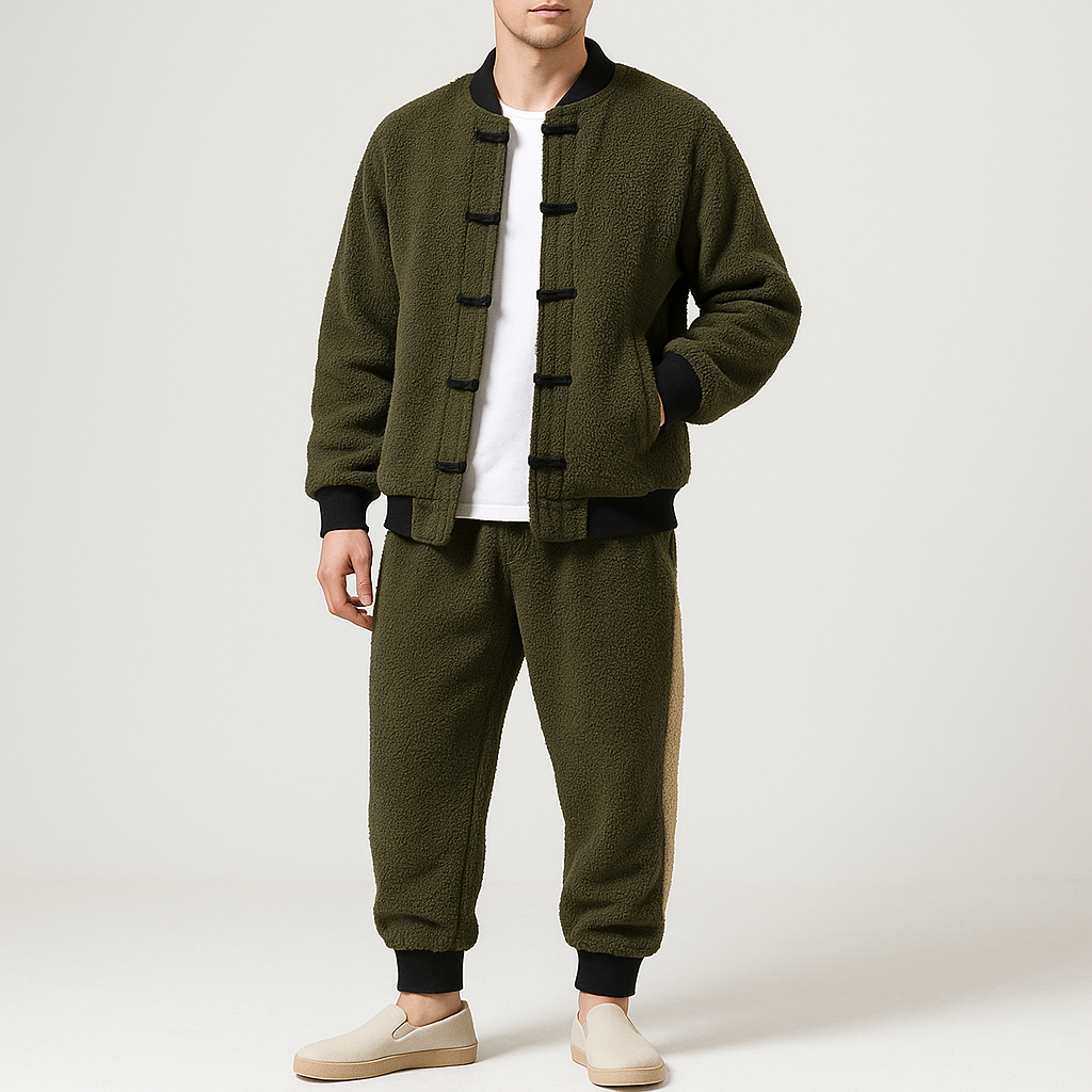 Kedarake Jacket & Pants Set - Kyoto Apparel - Black, Brown, coat, drawstrings, Green, jacket, Outerwear, pants, Thick fabric