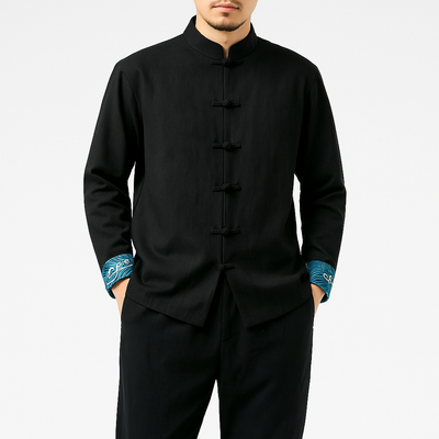 Kitadu Shirt - Kyoto Apparel - Beige, Black, Blue, Japanese print, Mandarin Collar, Off-White, shirt, Top, white