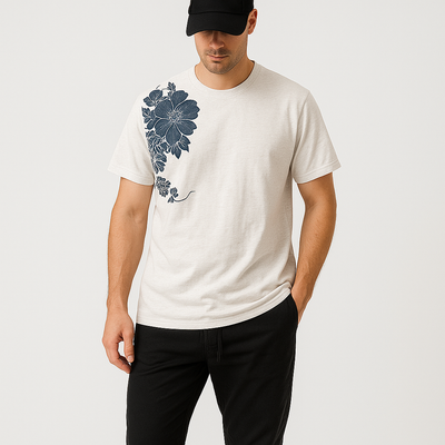 Koi Floral Shirt - Kyoto Apparel - Black, Japanese print, tee shirt, Top, Ukiyo-e, white