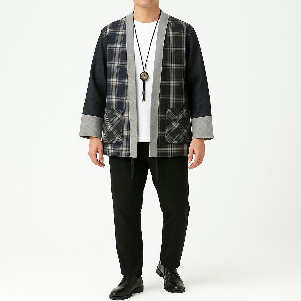 Koshijima Kimono - Kyoto Apparel - Black, Blue, kimono, Outerwear