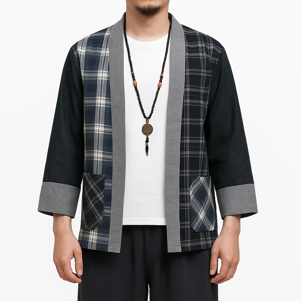 Koshijima Kimono - Kyoto Apparel - Black, Blue, kimono, Outerwear