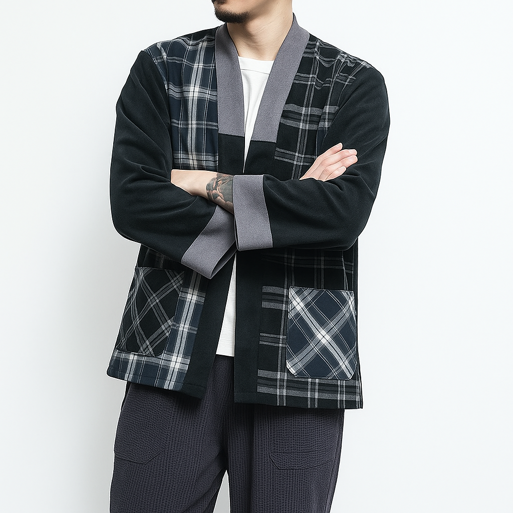 Koshijima Kimono - Kyoto Apparel - Black, Blue, kimono, Outerwear