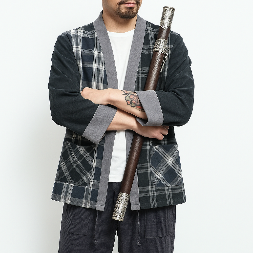 Koshijima Kimono - Kyoto Apparel - Black, Blue, kimono, Outerwear