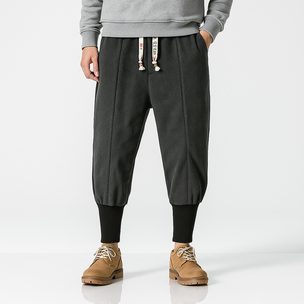 Kuko Harem Pants - Kyoto Apparel - Black, drawstrings, Gray, harem, harems, pants, Thick fabric