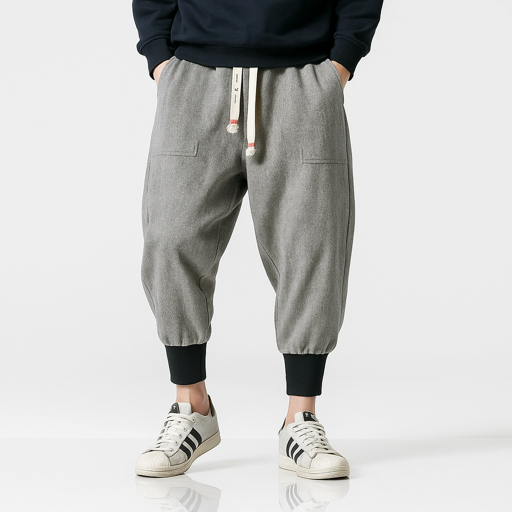 Kuko Harem Pants - Kyoto Apparel - Black, drawstrings, Gray, harem, harems, pants, Thick fabric