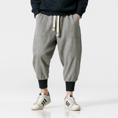 Kuko Harem Pants - Kyoto Apparel - Black, drawstrings, Gray, harem, harems, pants, Thick fabric