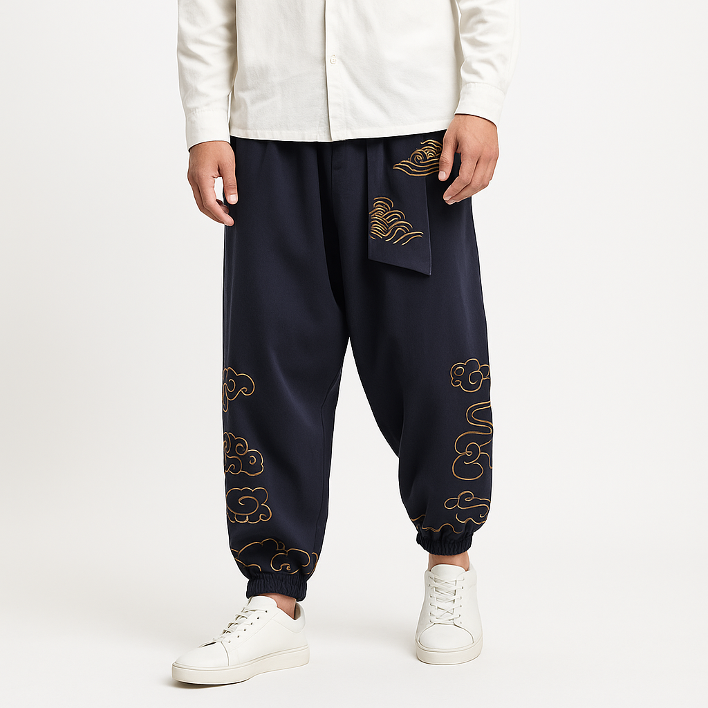 Kumo Harem Pants – Japanese-Inspired Cloud Motif Harem Pants Kumo Harem Pants – Japanese-Inspired Cloud Motif Harem Pants