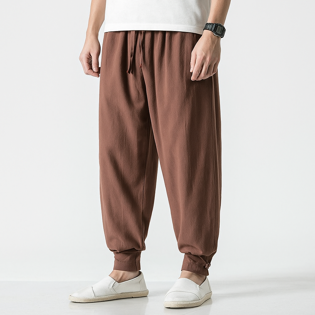 Maikito Pants - Kyoto Apparel - Black, Blue, Brown, drawstrings, Gray, pants