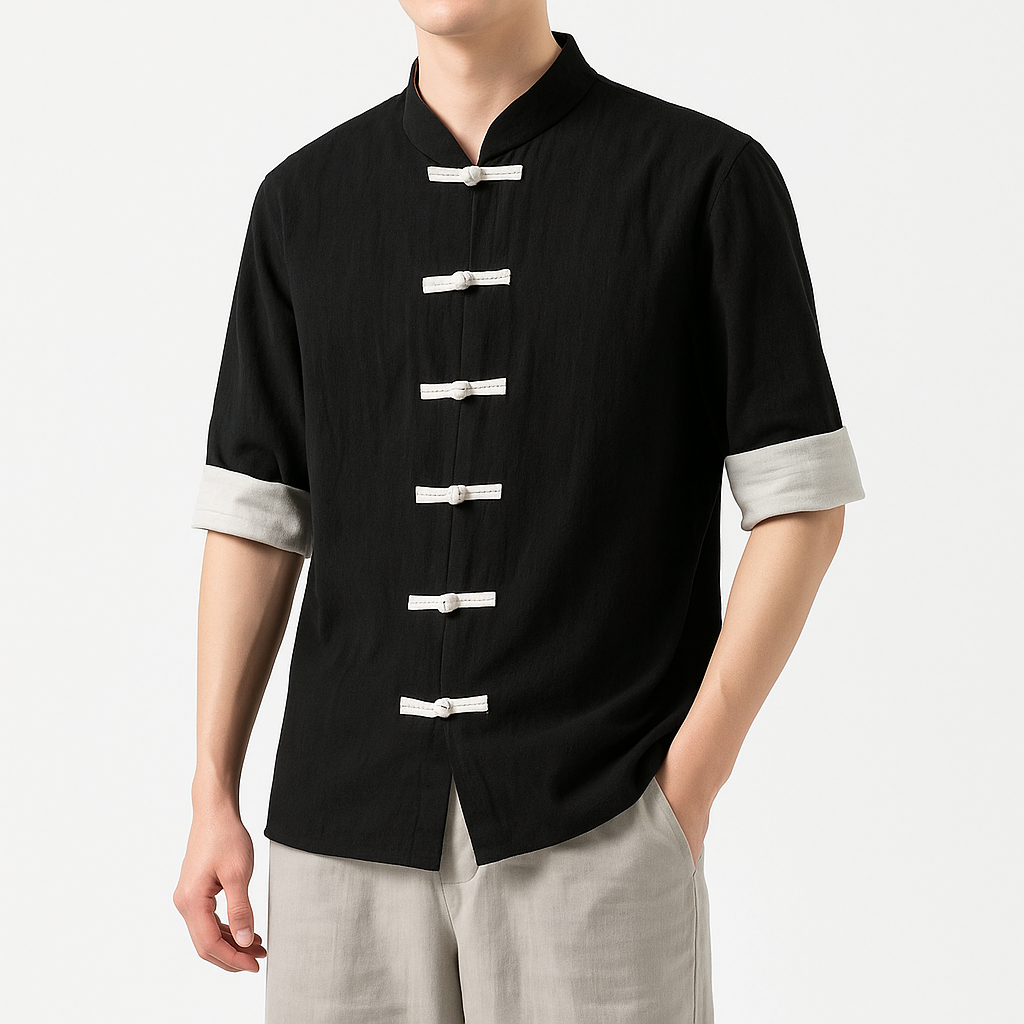 Miyako Short Sleeve Cardi-Shirt - Kyoto Apparel - Black, Blue, Gray, Green, jacket, Mandarin Collar, Outerwear, shirt, short sleeve, Top