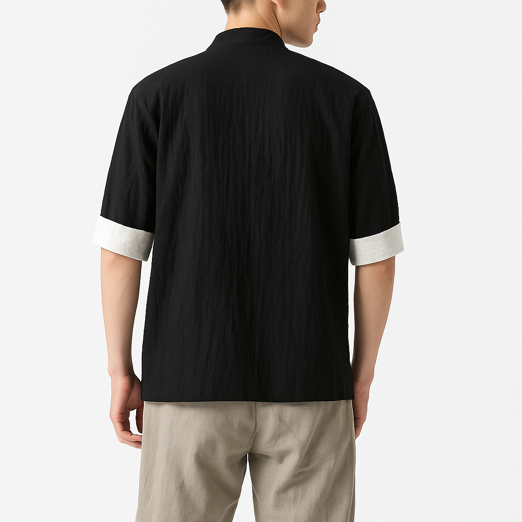 Miyako Short Sleeve Cardi-Shirt - Kyoto Apparel - Black, Blue, Gray, Green, jacket, Mandarin Collar, Outerwear, shirt, short sleeve, Top