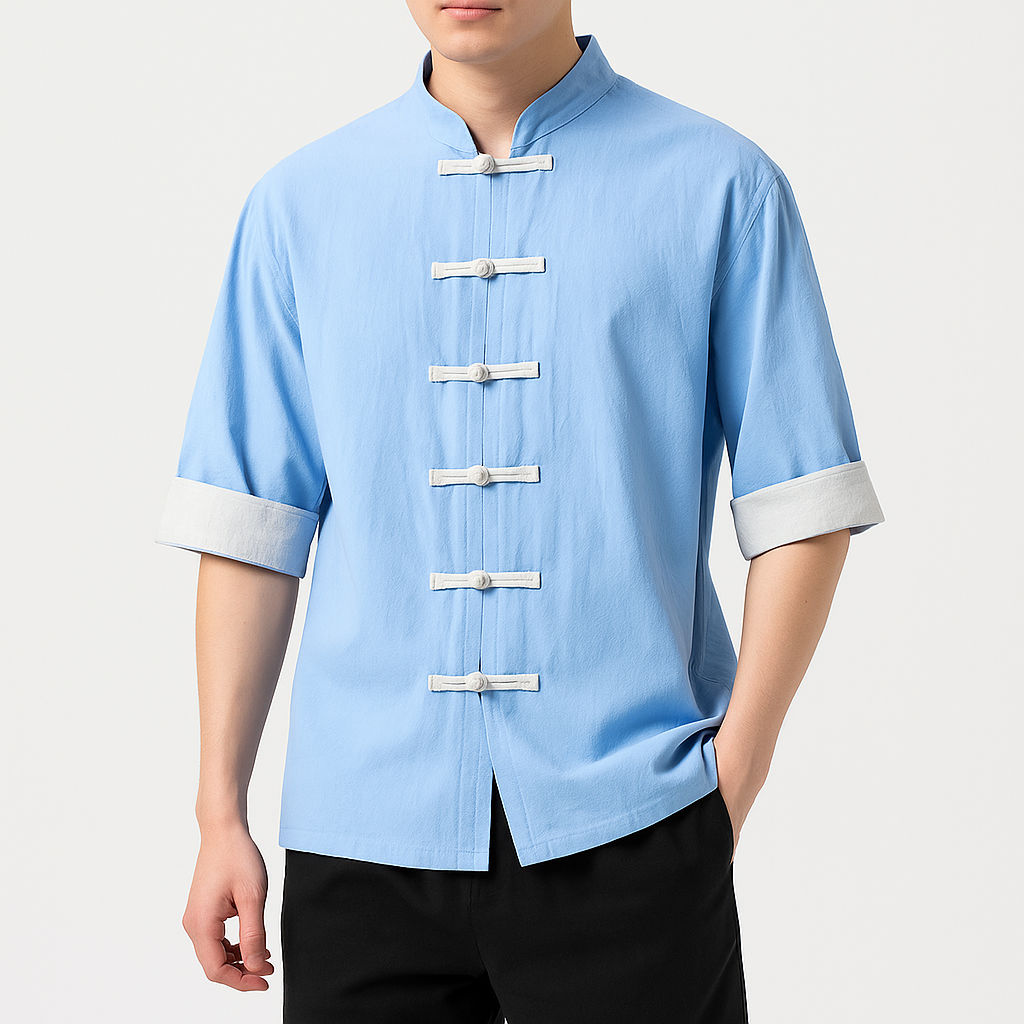 Miyako Short Sleeve Cardi-Shirt - Kyoto Apparel - Black, Blue, Gray, Green, jacket, Mandarin Collar, Outerwear, shirt, short sleeve, Top