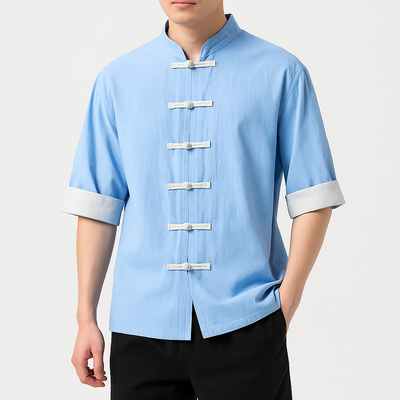 Miyako Short Sleeve Cardi-Shirt - Kyoto Apparel - Black, Blue, Gray, Green, jacket, Mandarin Collar, Outerwear, shirt, short sleeve, Top