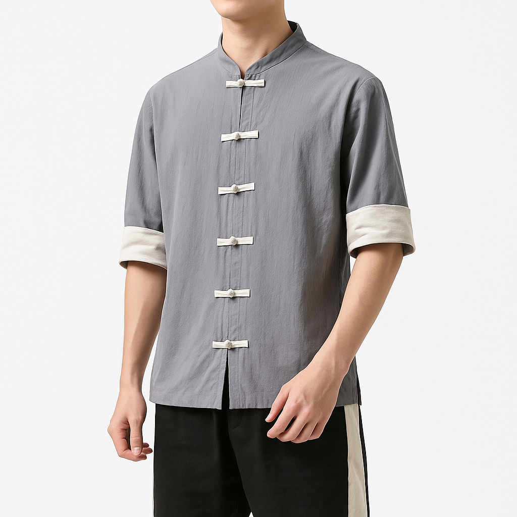 Miyako Short Sleeve Cardi-Shirt - Kyoto Apparel - Black, Blue, Gray, Green, jacket, Mandarin Collar, Outerwear, shirt, short sleeve, Top