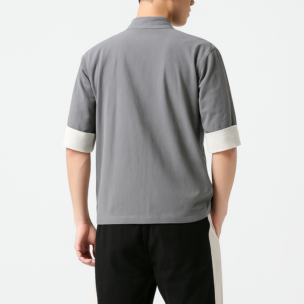 Miyako Short Sleeve Cardi-Shirt - Kyoto Apparel - Black, Blue, Gray, Green, jacket, Mandarin Collar, Outerwear, shirt, short sleeve, Top