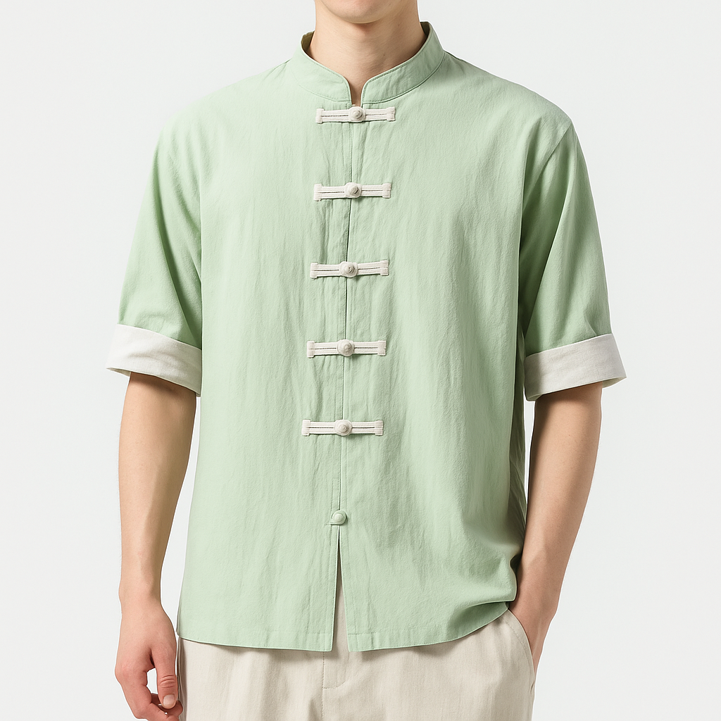 Miyako Short Sleeve Cardi-Shirt - Kyoto Apparel - Black, Blue, Gray, Green, jacket, Mandarin Collar, Outerwear, shirt, short sleeve, Top