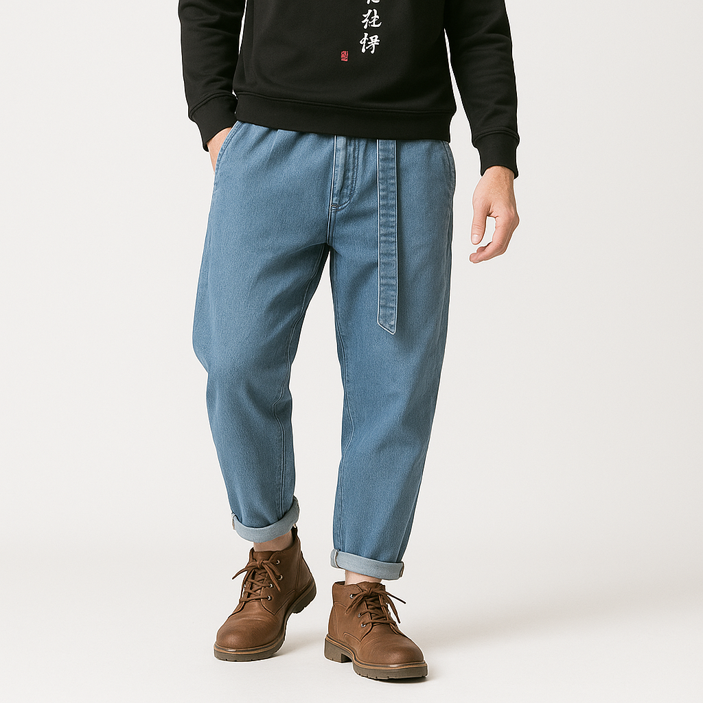 Oleno Harem Denim Pants - Kyoto Apparel - Black, Blue, Denim, drawstrings, harem, pants