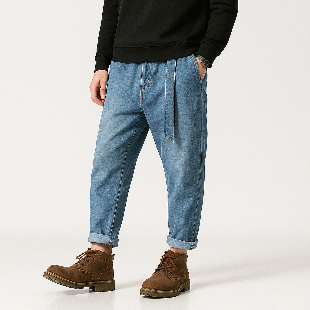 Oleno Harem Denim Pants - Kyoto Apparel - Black, Blue, Denim, drawstrings, harem, pants