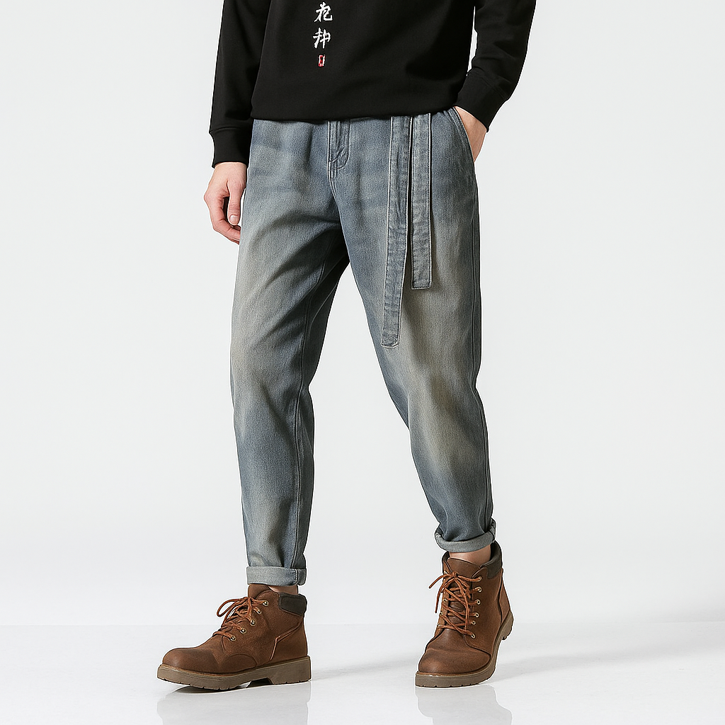 Oleno Harem Denim Pants - Kyoto Apparel - Black, Blue, Denim, drawstrings, harem, pants