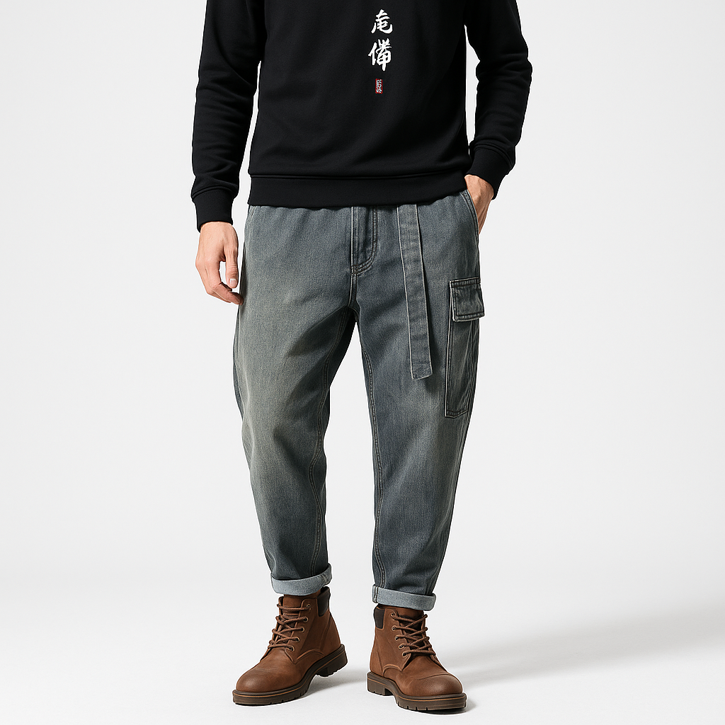 Oleno Harem Denim Pants - Kyoto Apparel - Black, Blue, Denim, drawstrings, harem, pants