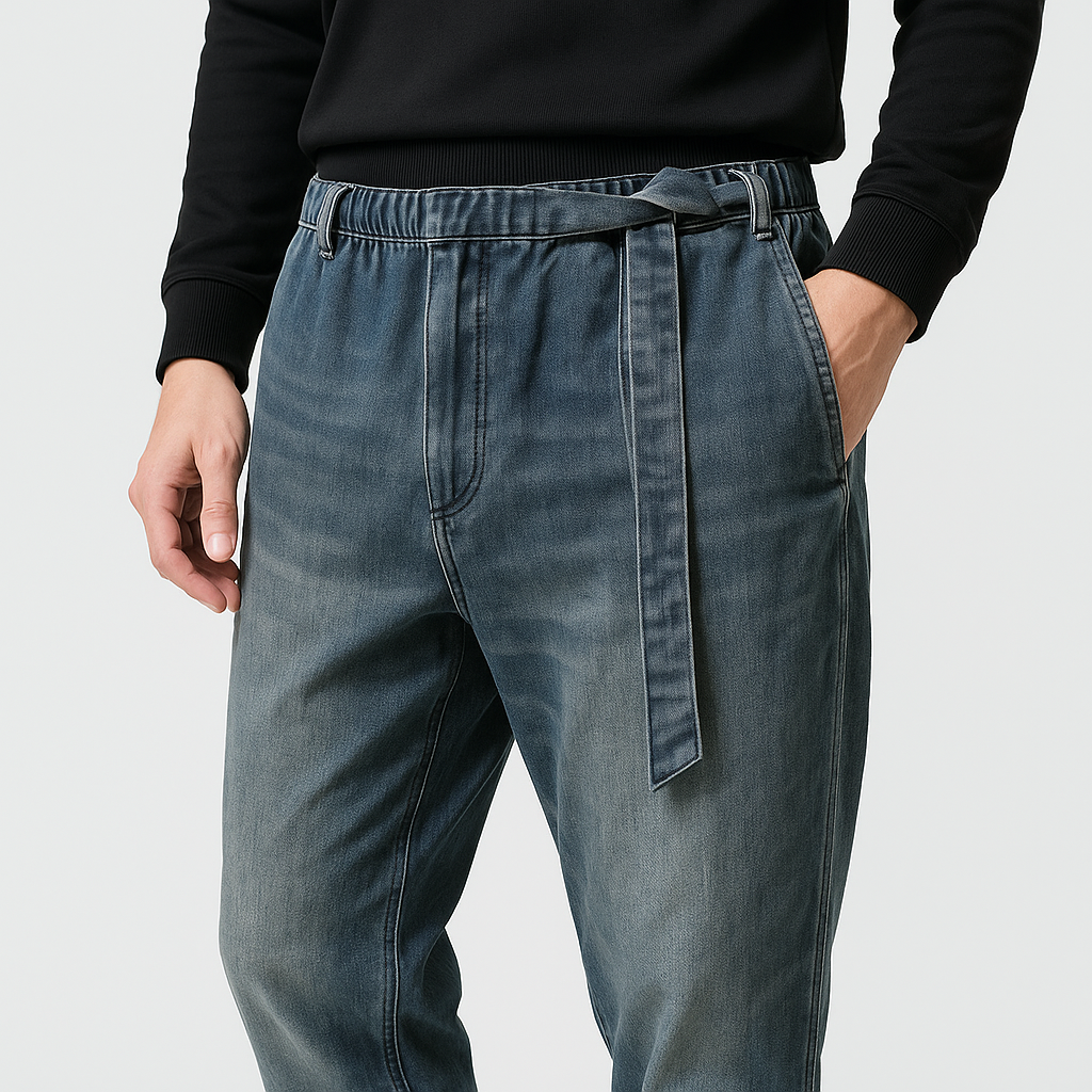 Oleno Harem Denim Pants - Kyoto Apparel - Black, Blue, Denim, drawstrings, harem, pants
