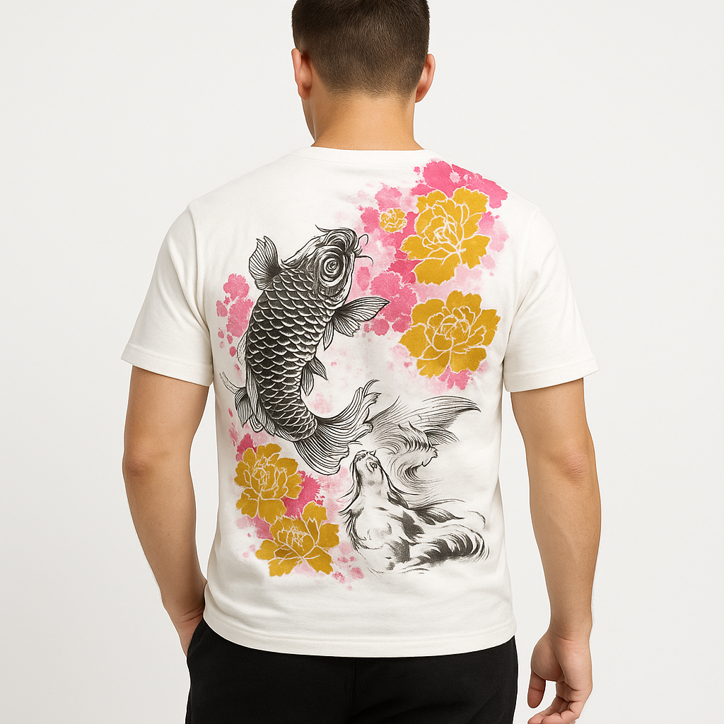 Pinkuro Shirt - Kyoto Apparel - Black, Embroidery, tee shirt, Top, Ukiyo-e, white