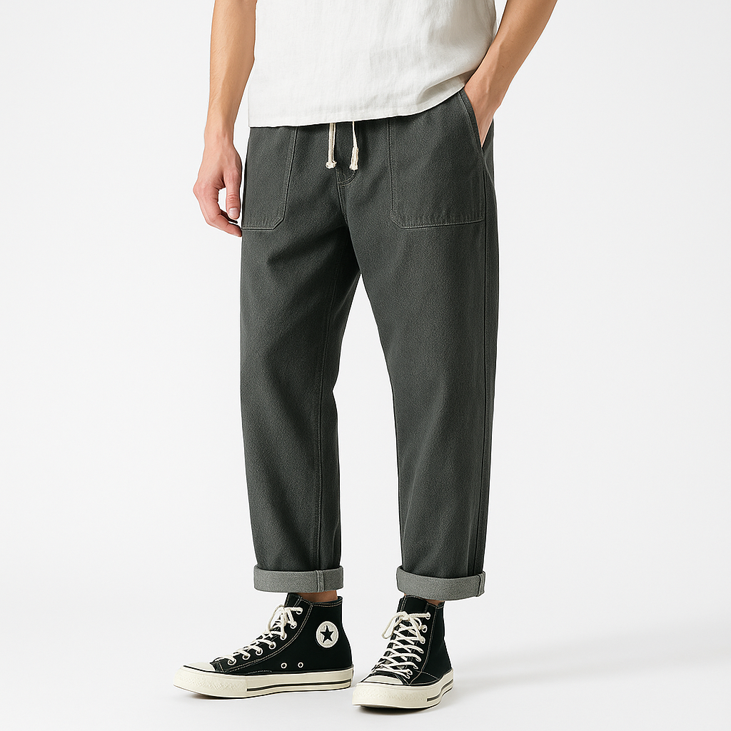Pokku Pants - Kyoto Apparel - Black, Brown, Denim, drawstrings, Green, pants