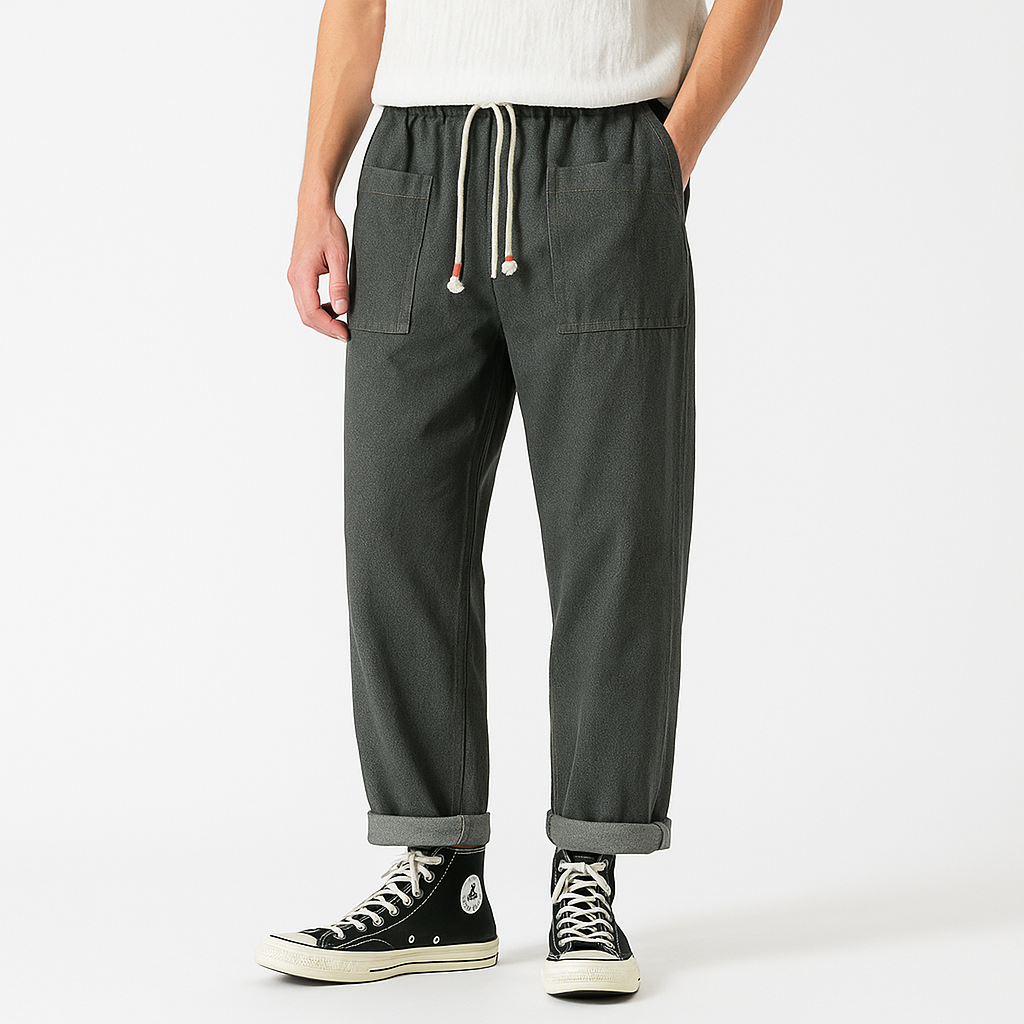 Pokku Pants - Kyoto Apparel - Black, Brown, Denim, drawstrings, Green, pants