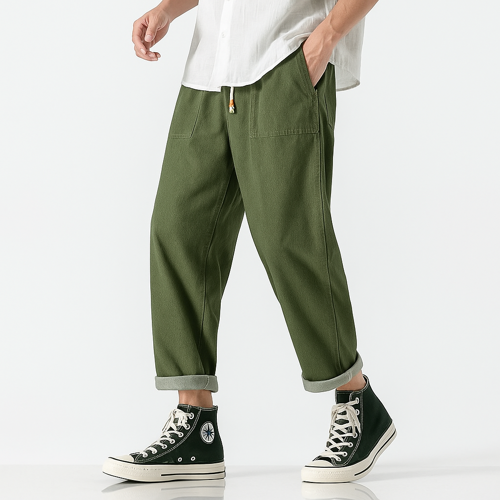 Pokku Pants - Kyoto Apparel - Black, Brown, Denim, drawstrings, Green, pants