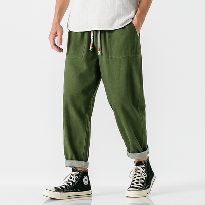 Pokku Pants - Kyoto Apparel - Black, Brown, Denim, drawstrings, Green, pants