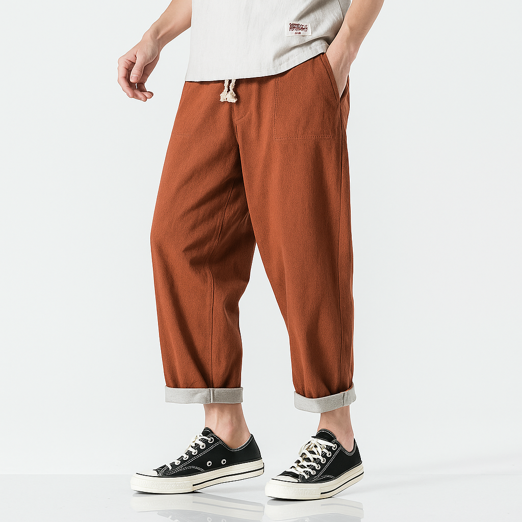 Pokku Pants - Kyoto Apparel - Black, Brown, Denim, drawstrings, Green, pants