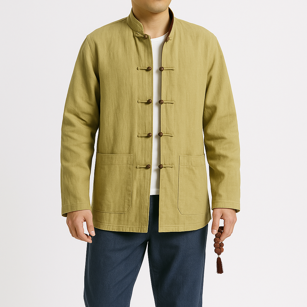 Reyo Shirt - Kyoto Apparel - Black, Blue, Brown, jacket, Mandarin Collar, Outerwear, shirt, Top