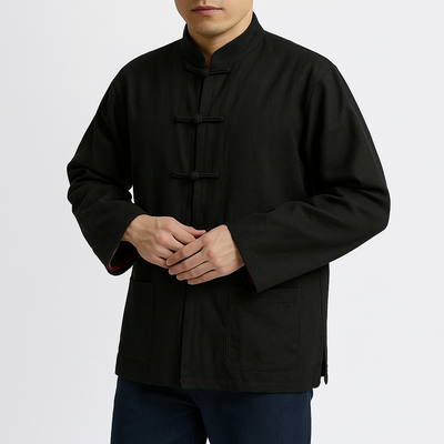 Reyo Shirt - Kyoto Apparel - Black, Blue, Brown, jacket, Mandarin Collar, Outerwear, shirt, Top