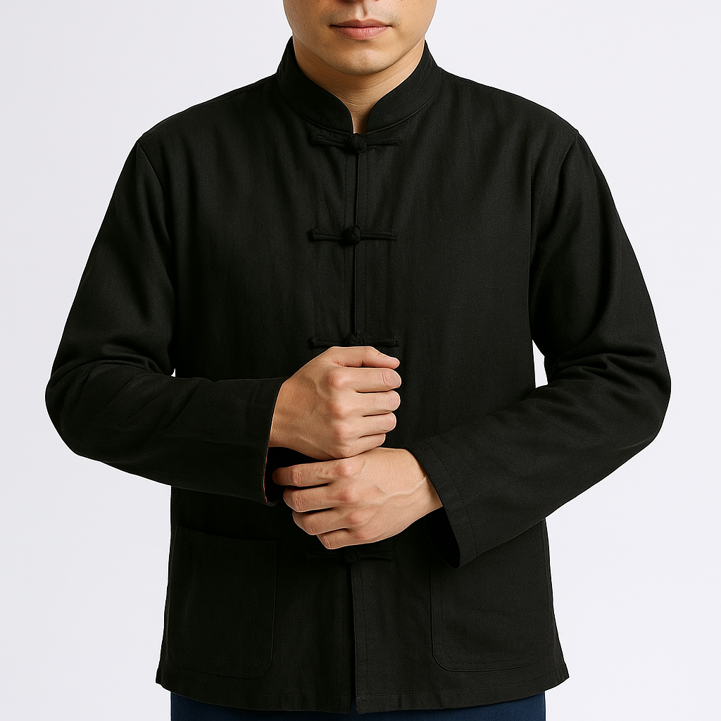 Reyo Shirt - Kyoto Apparel - Black, Blue, Brown, jacket, Mandarin Collar, Outerwear, shirt, Top