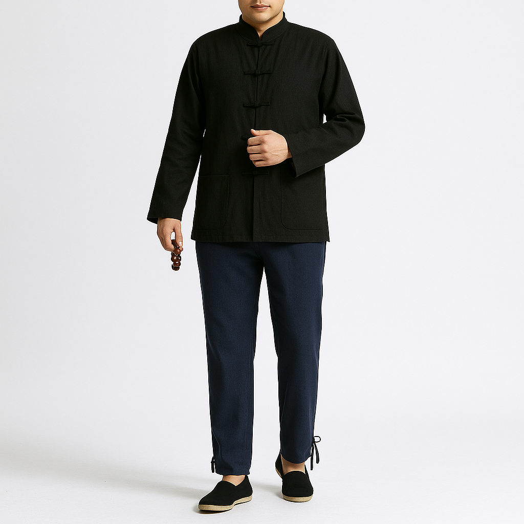 Reyo Shirt - Kyoto Apparel - Black, Blue, Brown, jacket, Mandarin Collar, Outerwear, shirt, Top