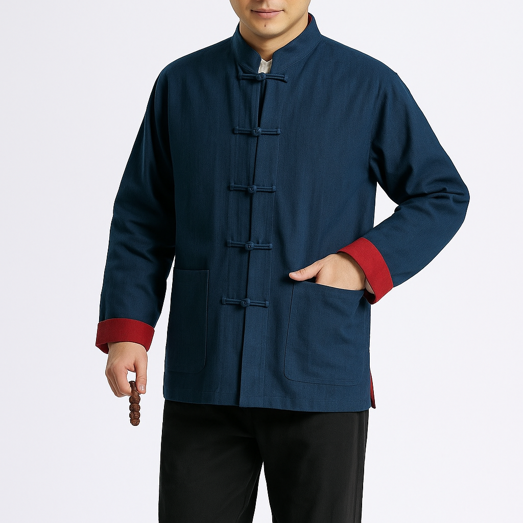 Reyo Shirt - Kyoto Apparel - Black, Blue, Brown, jacket, Mandarin Collar, Outerwear, shirt, Top
