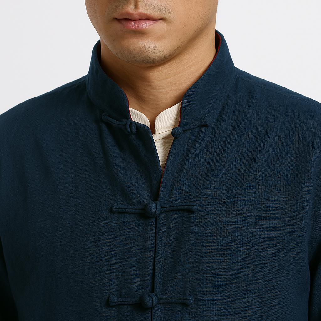 Reyo Shirt - Kyoto Apparel - Black, Blue, Brown, jacket, Mandarin Collar, Outerwear, shirt, Top