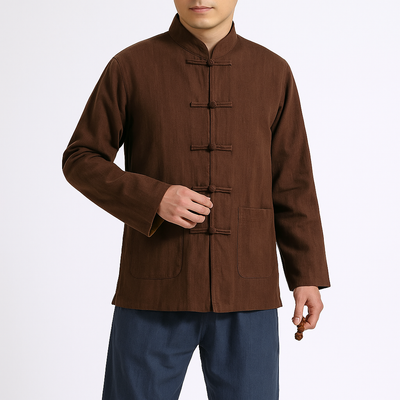 Reyo Shirt - Kyoto Apparel - Black, Blue, Brown, jacket, Mandarin Collar, Outerwear, shirt, Top