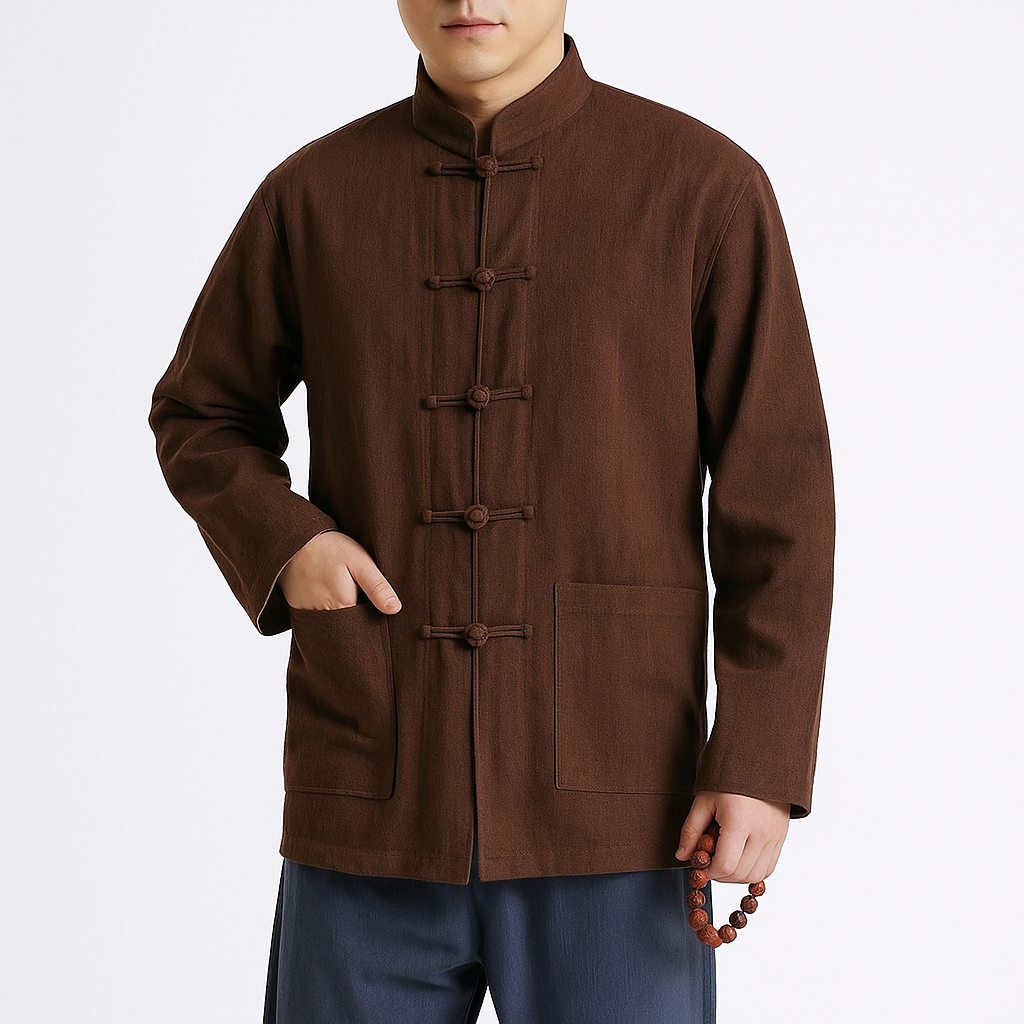 Reyo Shirt - Kyoto Apparel - Black, Blue, Brown, jacket, Mandarin Collar, Outerwear, shirt, Top