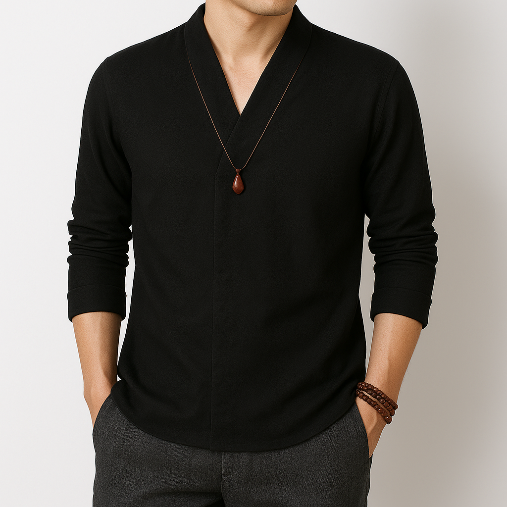 Shinu Sleeve Shirt - Kyoto Apparel - Black, Blue, Gray, shirt, Top, white