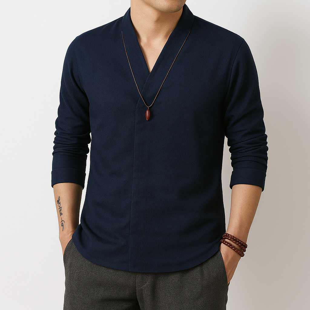 Shinu Sleeve Shirt - Kyoto Apparel - Black, Blue, Gray, shirt, Top, white