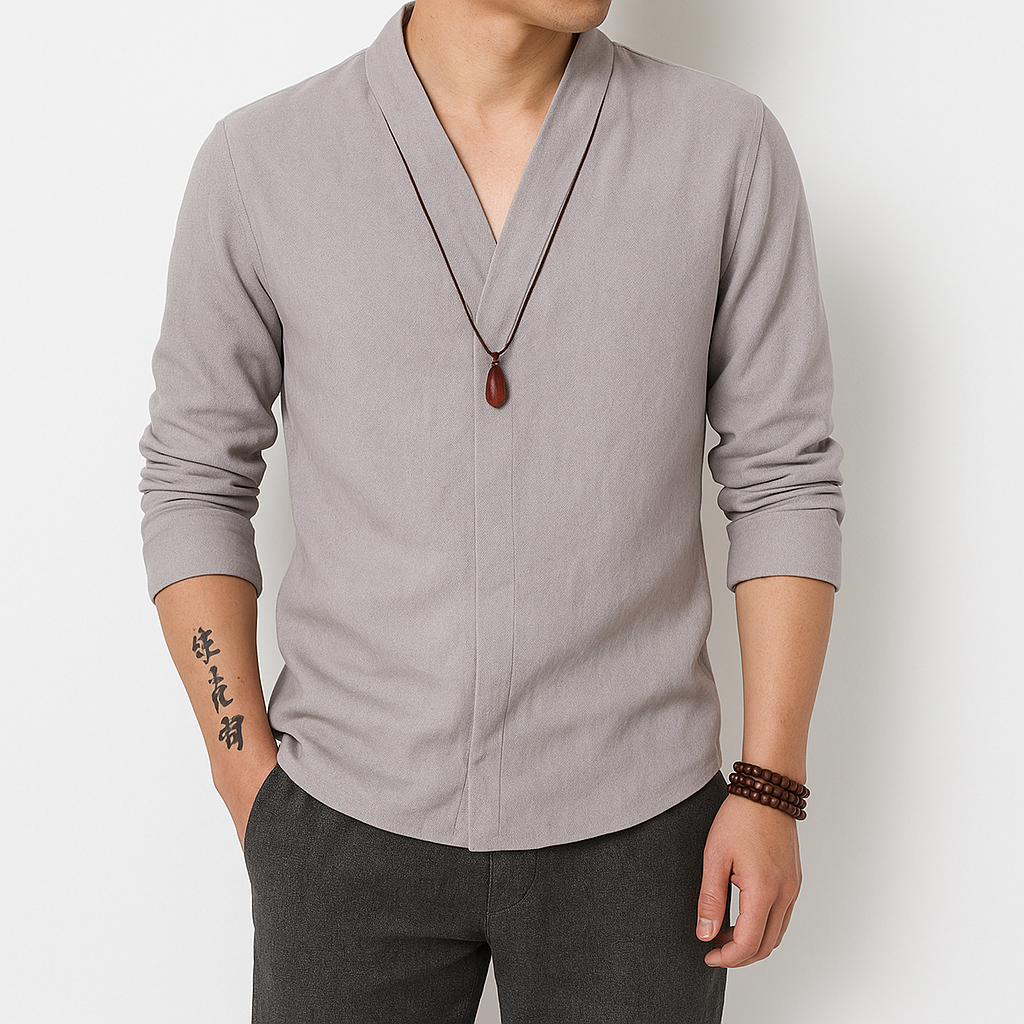 Shinu Sleeve Shirt - Kyoto Apparel - Black, Blue, Gray, shirt, Top, white