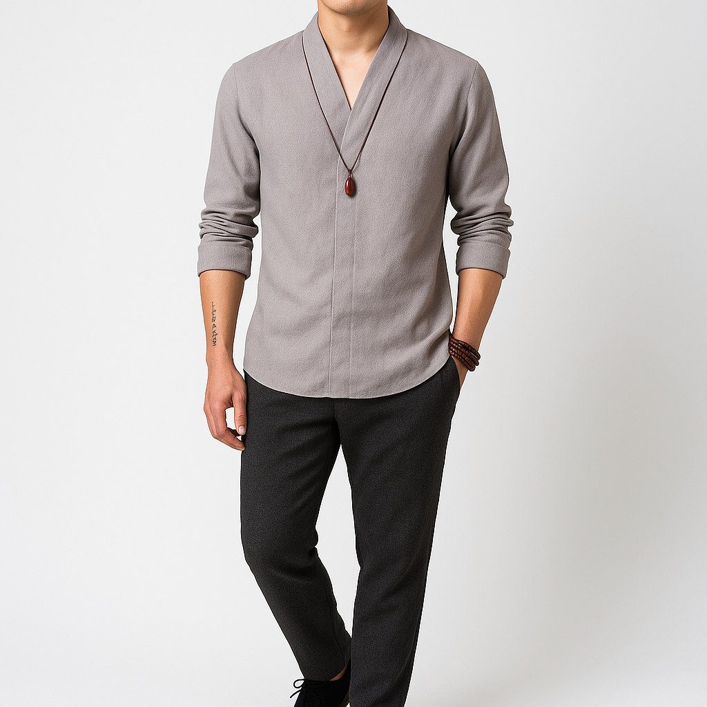 Shinu Sleeve Shirt - Kyoto Apparel - Black, Blue, Gray, shirt, Top, white