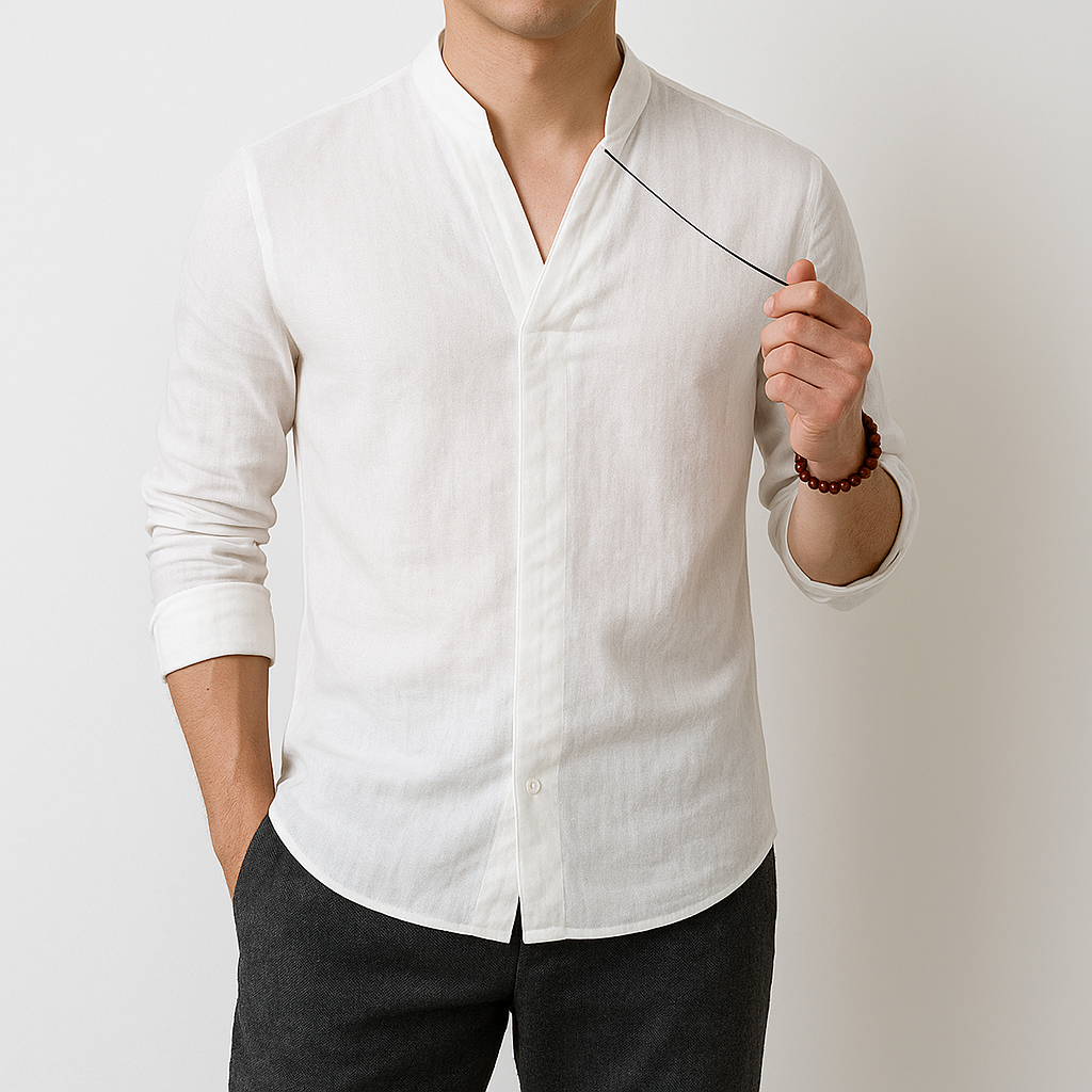 Shinu Sleeve Shirt - Kyoto Apparel - Black, Blue, Gray, shirt, Top, white